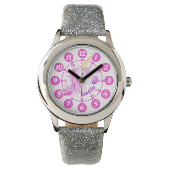 Relógio fácil de ler para crianças de arte roxa do (Frente)