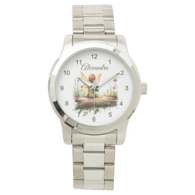 Relógio Fada solitário sentada em um diário (Frente)