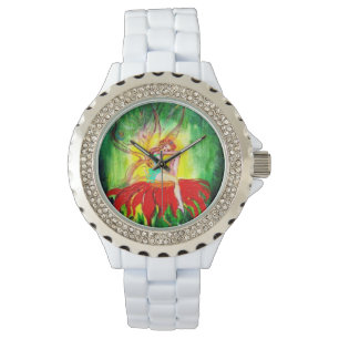 RELÓGIO FAIRY DREAMING EM UMA FLORESTA VERMELHA