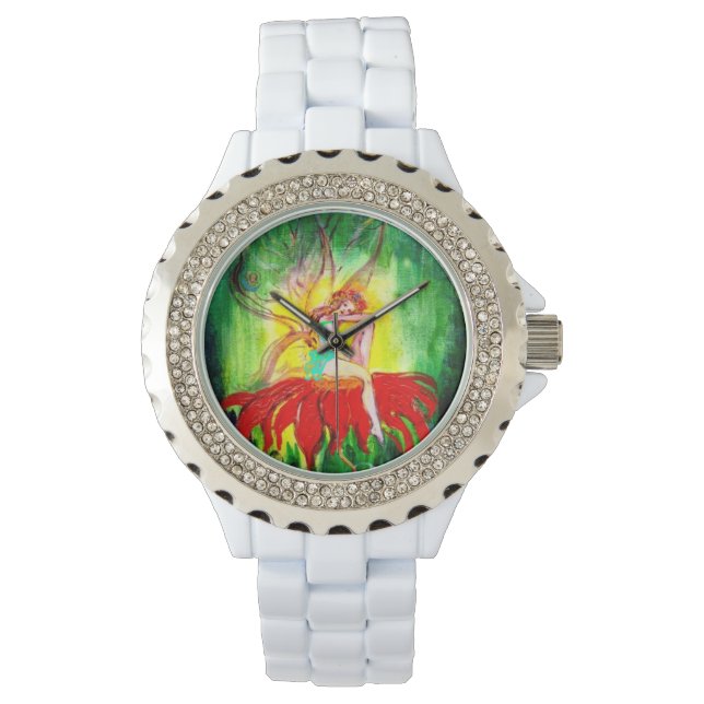 RELÓGIO FAIRY DREAMING EM UMA FLORESTA VERMELHA (Frente)