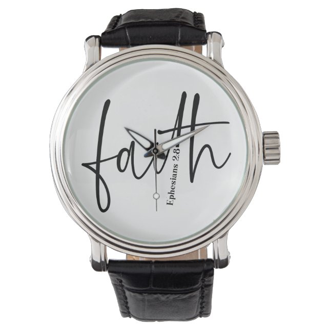 Relógio Faith | Tipografia Preta de Cotação Versa Simples  (Frente)