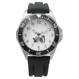 Relógio Família de cão da montanha de Bernese com vagão