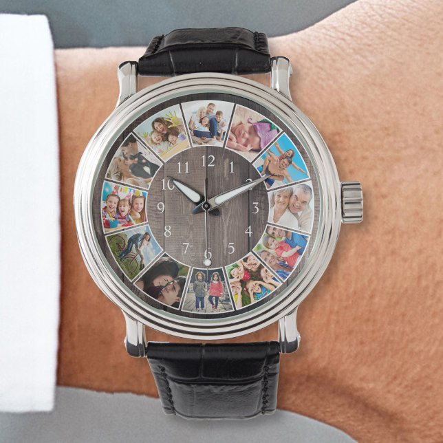 Relógio Família Farmhouse Rustic Farmhouse de Colagem de F (Criador carregado)