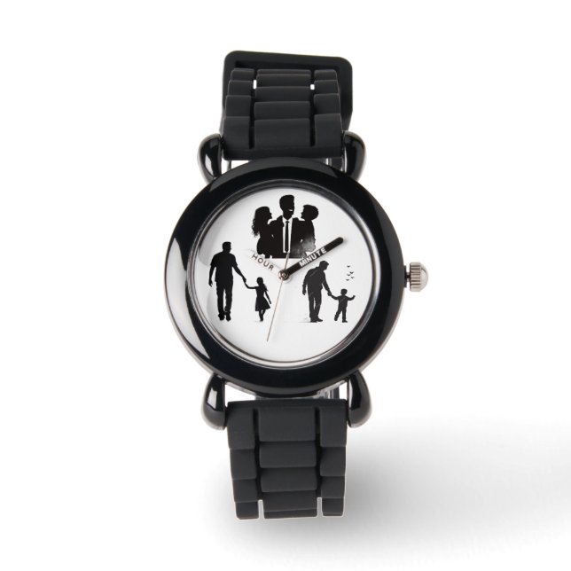Relógio Family Silhouette Art Watch – Stylish Black Band (Frente)