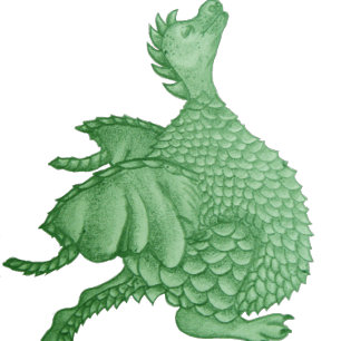 Relógio fantasia mítica, criatura verde, dragão