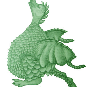 Relógio fantasia mítica, criatura verde, dragão