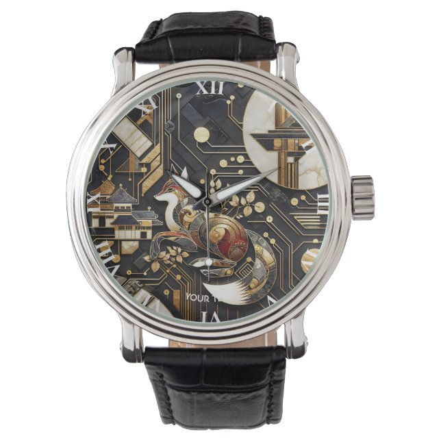 Relógio Fantasy Abstrato Fox Art (Frente)