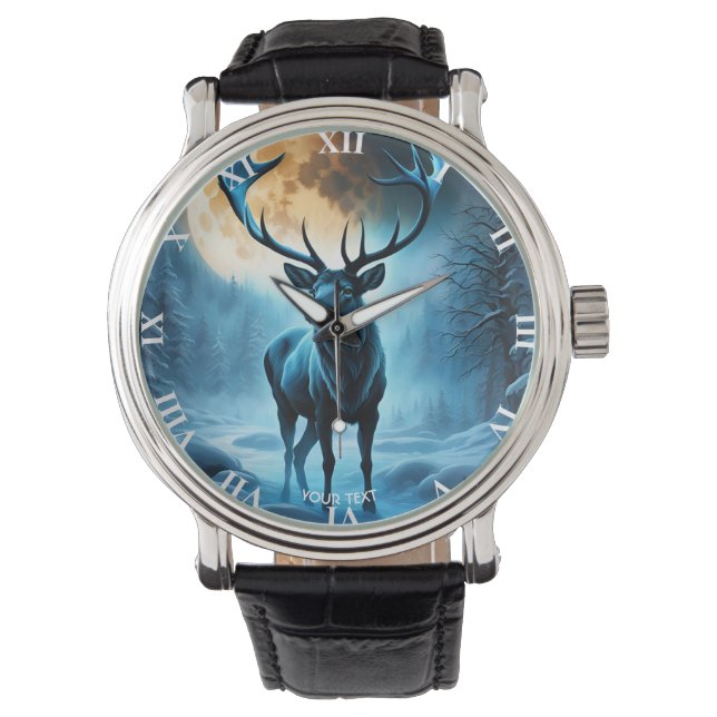 Relógio Fantasy Cute Vivid Moon Night Deer (Frente)