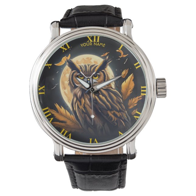 Relógio Fantasy Owl Halloween Moon (Frente)