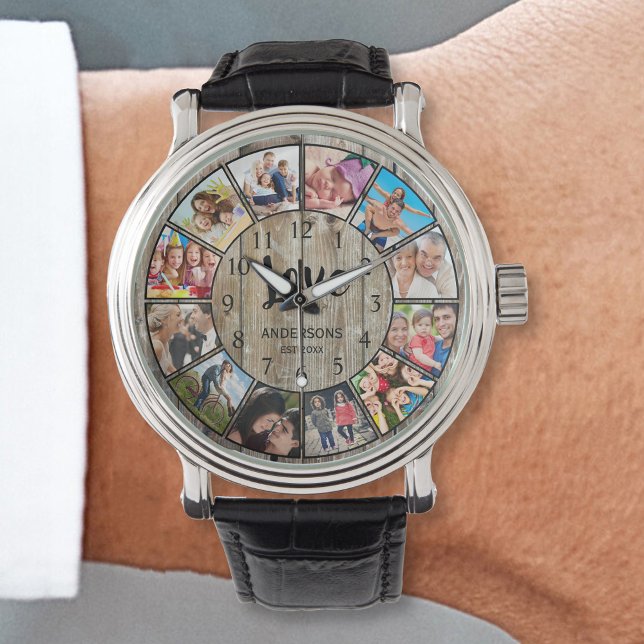 Relógio Farmhouse Russo de Colagem de Fotos Personalizada (Criador carregado)
