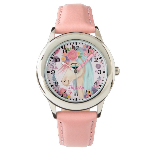 Relógio Farol de Cabelo Colorido Claro com Flores (Frente)