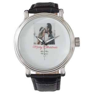 Relógio Feliz casal de Natal - adicione nome feliz holida