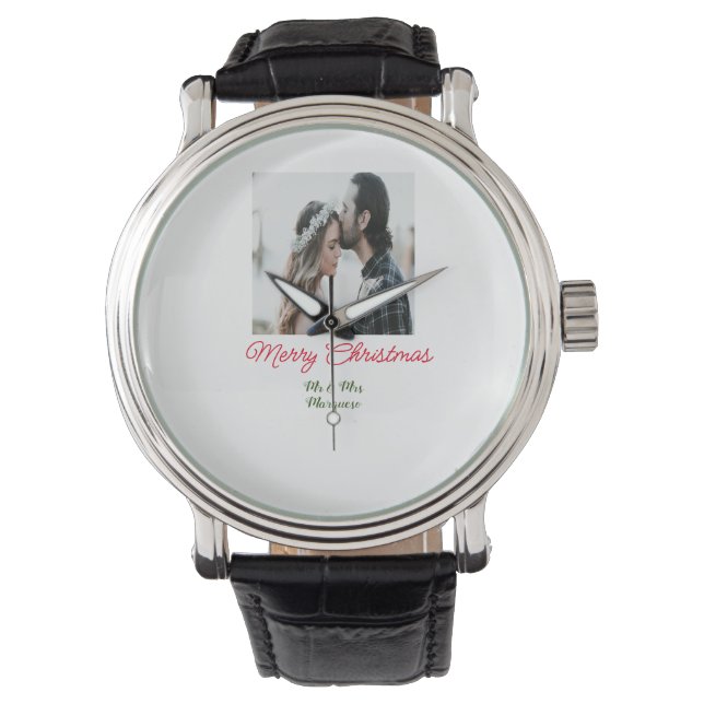 Relógio Feliz casal de Natal - adicione nome feliz holida (Frente)