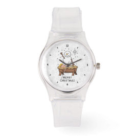 Relógio Feliz Natal Natividade Bebê Jesus Snowman