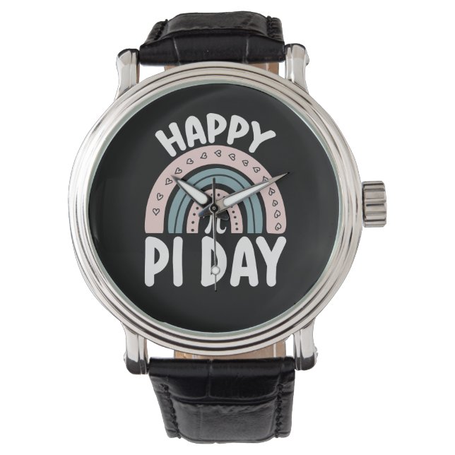 Relógio Feliz Pi Day Boho Rainbow Mathemat (Frente)