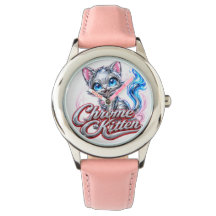 Relógio feminino estilo Chrome Kitten