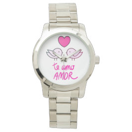 relógio feminino pássaros românticos