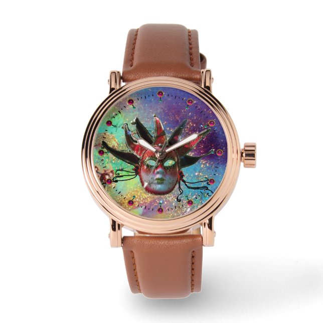 Relógio Festa Mascarada azul de MASSA NEGRA E VERMELHA (Frente)