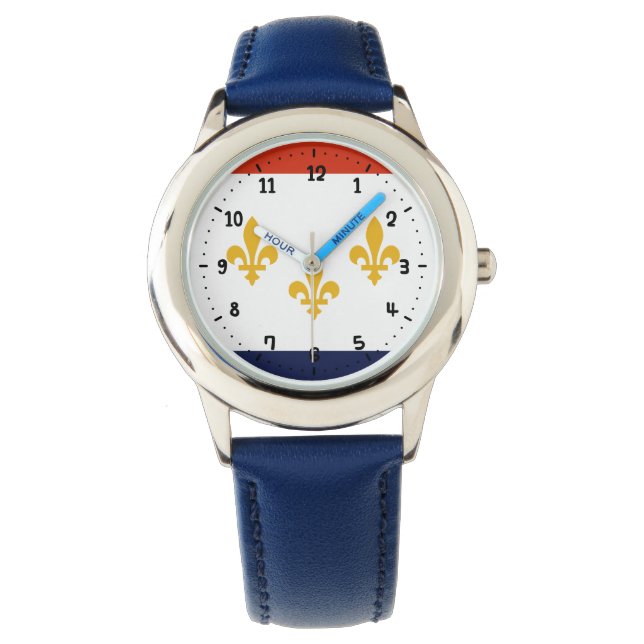 Relógio Flag of New Orleans, Louisiana Watch (Frente)