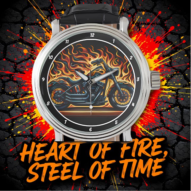 Relógio Flaming Chopper, Fiery Watch Face. (Criador carregado)