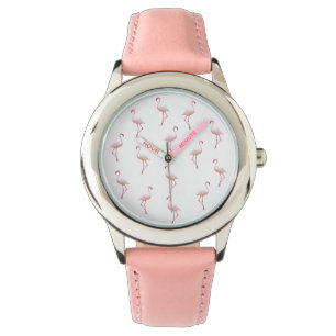 Relógio Flamingo Branco Rosa Elegante   Monograma personal
