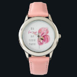 Relógio Flamingo, Cor de Água Rosa Moderna, Com Citação<br><div class="desc">Flamingo,  Cor de Água Rosa Moderna,  Com Citação</div>