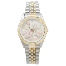 Relógio Flamingo Monograma Personalizado Chic Elegante