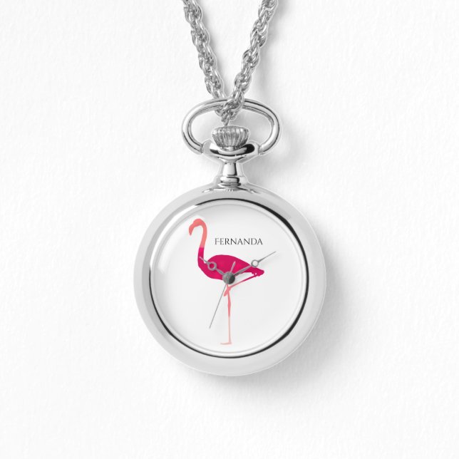 Relógio Flamingo Motif, Gráfico Rosa Personalizado Moderno (Frente)