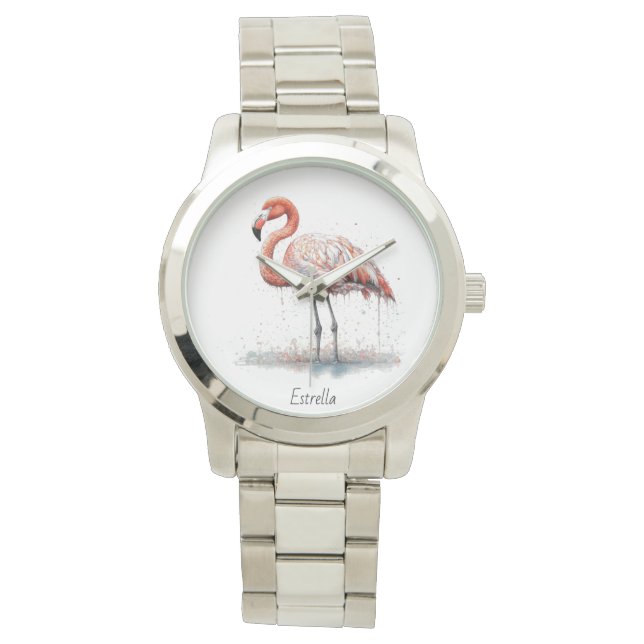 Relógio Flamingo Radiance: Watercolor Art, personalizado (Frente)