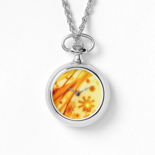 Relógio Flocos de neve de Natal ouro (Frente)