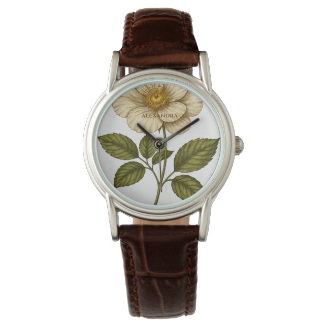 Relógio Flor Boho Nome Personalizado (Frente)