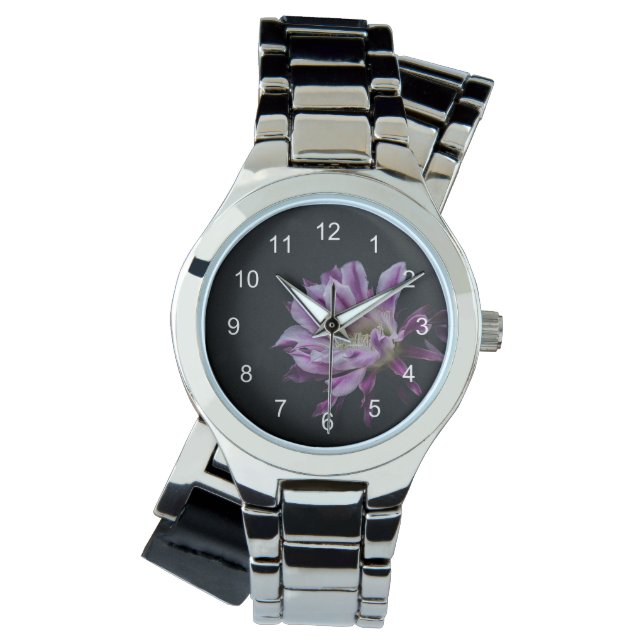 Relógio Flor Real Roxo e Branco (Frente)