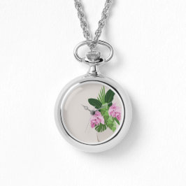 Relógio Flor rosa Tropical Medinilla em Beige Vase