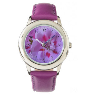 Relógio Flor violeta-rosa-Abstrato Hibiscus