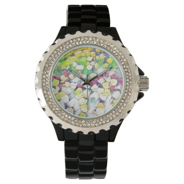Relógio Floral Black Watch (Flutuante) (Frente)