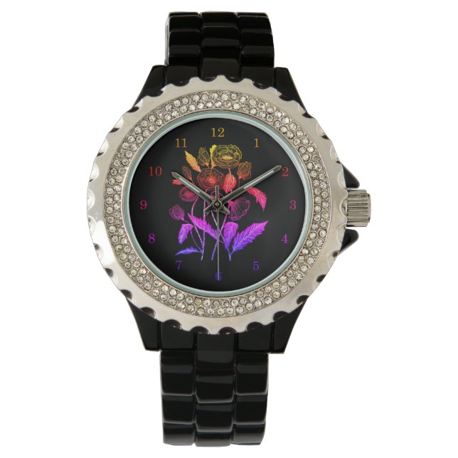 Relógio Floral Black Women's Watch (Frente)