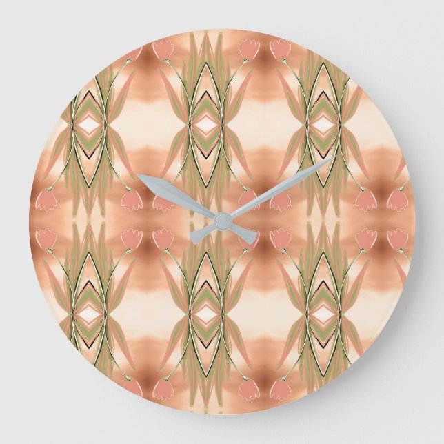 Relógio Floral De Tulip Com Verde E Coral (Frente)