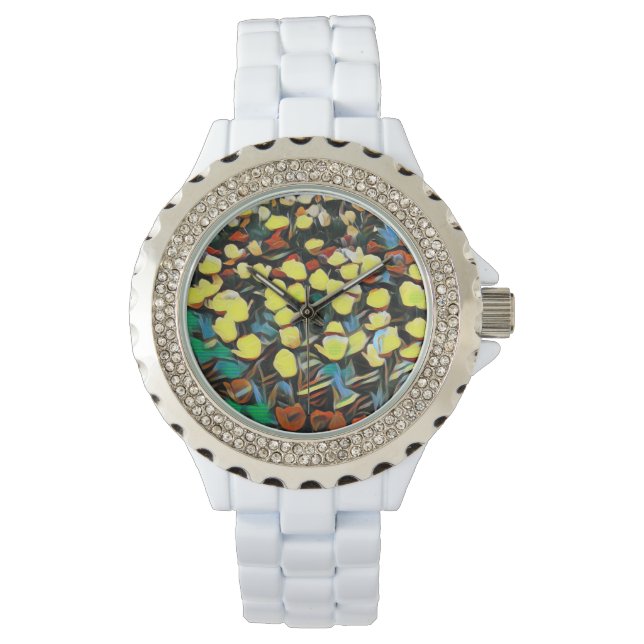 Relógio Floral White Watch (Dreaming) (Frente)