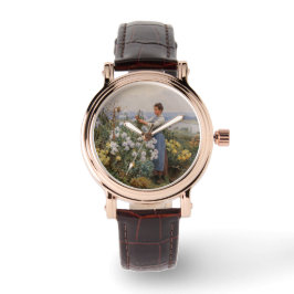 Relógio Flores Chrysanthemum (Garota no Jardim)