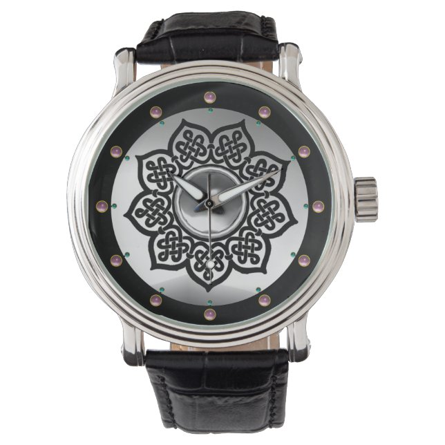 RELÓGIO FLORES DE NÓS CELTICOS, PINOS BRANCOS, PINTOS BRAN (Frente)