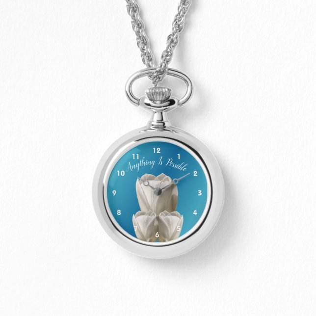 Relógio Flores de Tulip Qualquer coisa é possível inspiraç (Frente)