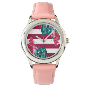 Relógio Flores exóticas de burlagem listradas