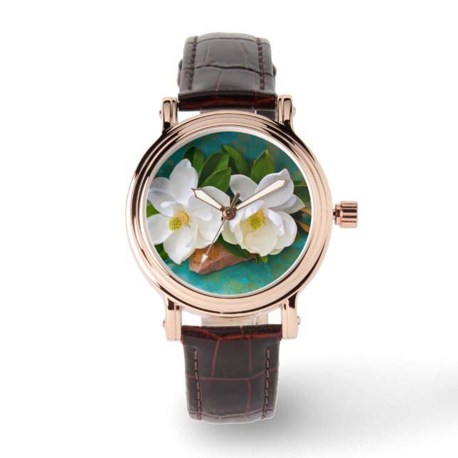 Relógio Flores | Flor Magnolia (Frente)