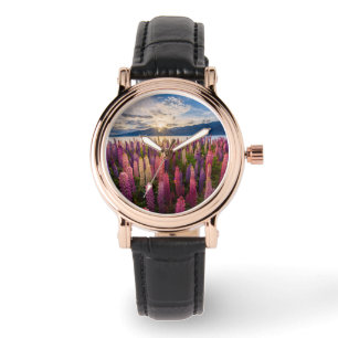 Relógio Flores Lupinas Nova Zelândia