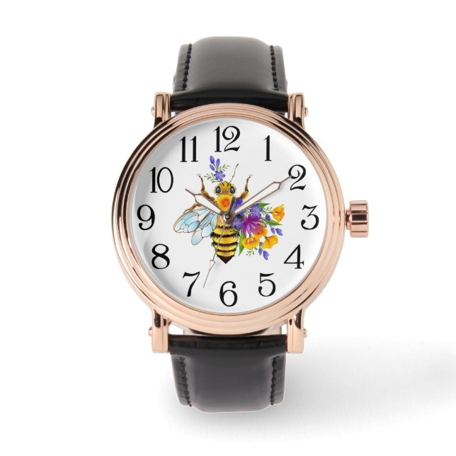 Relógio Flower bee with wild plants (Frente)