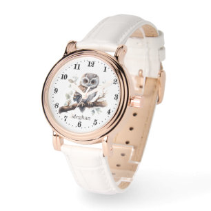 Relógio fofo coruja amante adiciona nome