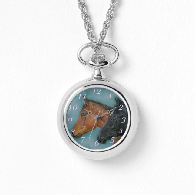 Relógio fofo de cavalo preto (Frente)