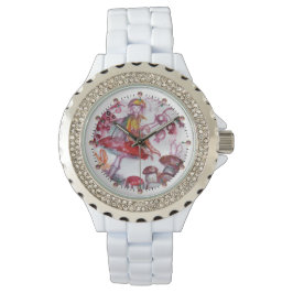 Relógio FOLHA MÁGICA DE MUSHROOMS Fantasia Branca Vermelha