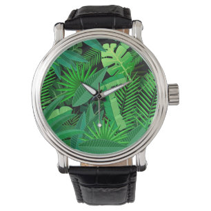 Relógio Folhas de palmeiras tropicais