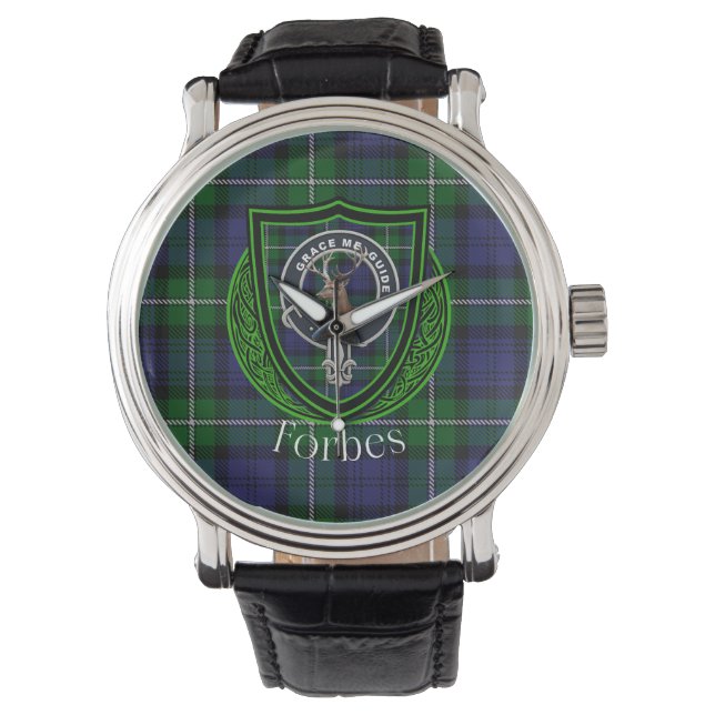 Relógio Forbes Scottish Clan Tartan & Crest (Frente)